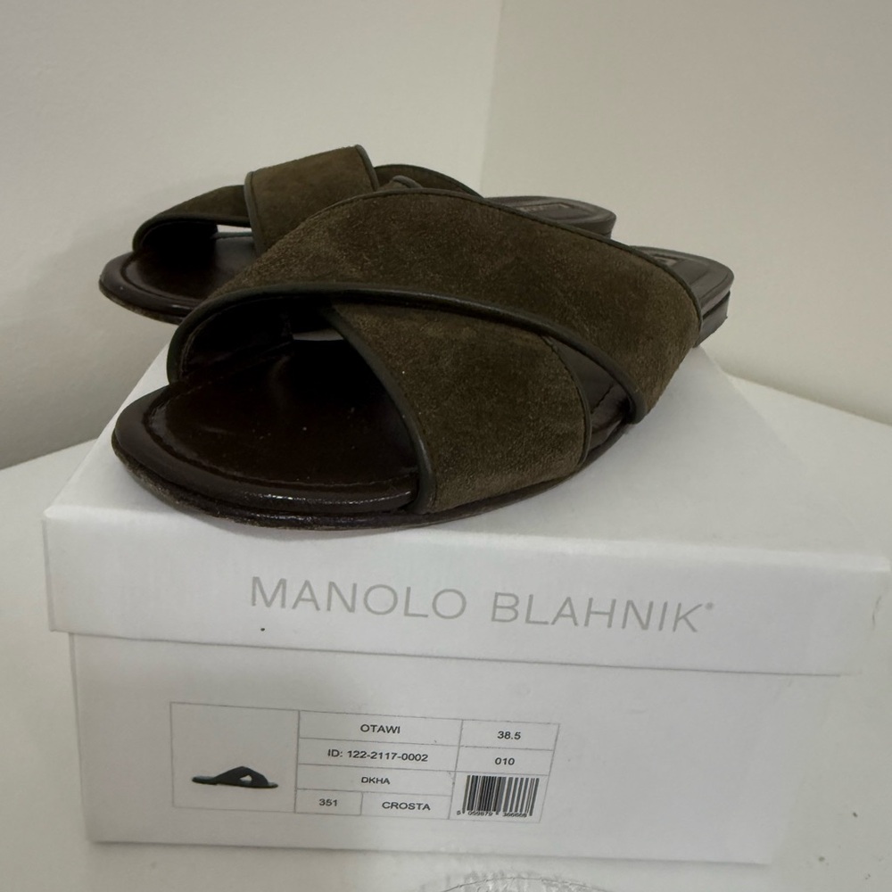 Manolo Blahnik Olive suede sandals